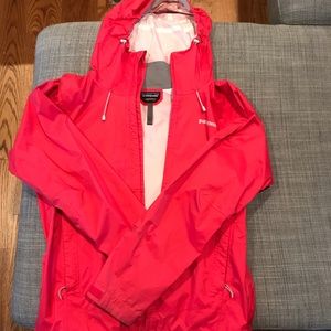 Pink Patagonia rain jacket